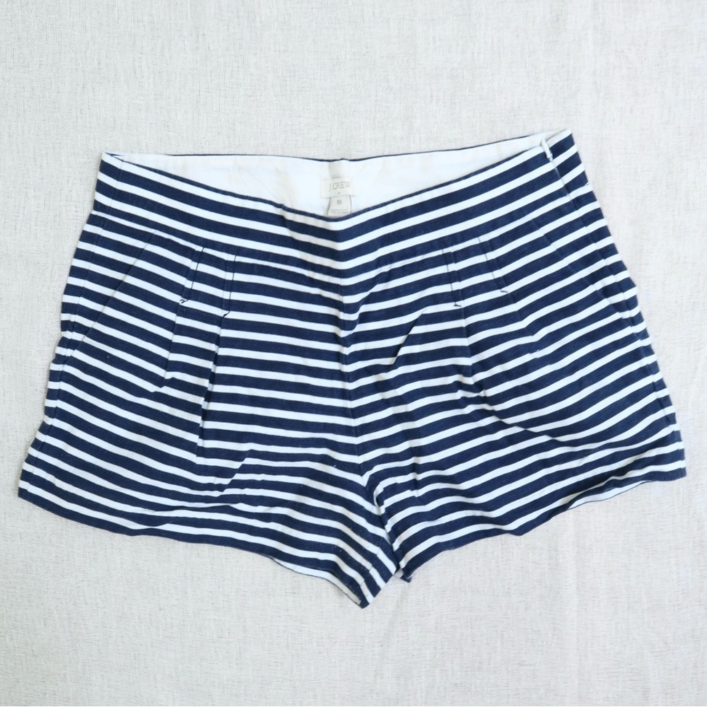 J Crew Linen Blend Striped Navy Shorts